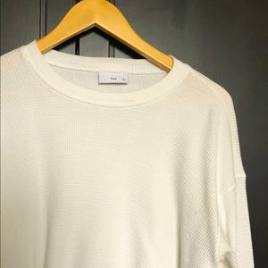 TNA aritzia waffle thermal long sleeve white oversized cropped